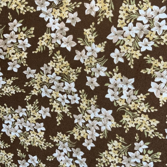 Vintage 90s Liz Claiborne Brown Rayon Floral Mini/Skater Skirt with Pockets - Picture 6 of 8